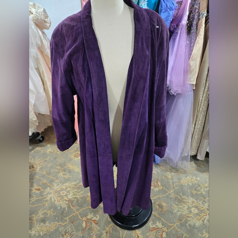 Vintage Bagatelle Purple Leather Open-Front Jacket